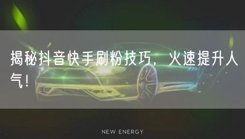 揭秘抖音快手刷粉技巧，火速提升人气！