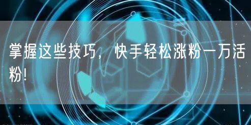 掌握这些技巧，快手轻松涨粉一万活粉!