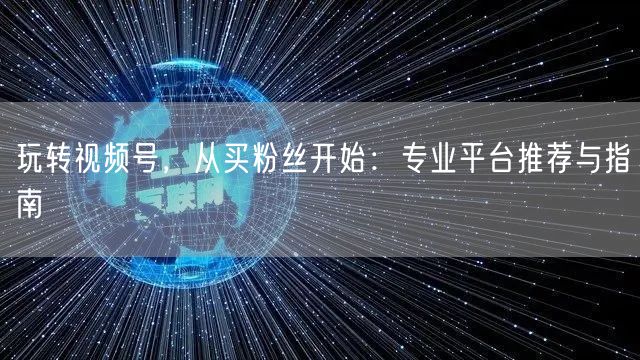 玩转视频号，从买粉丝开始：专业平台推荐与指南