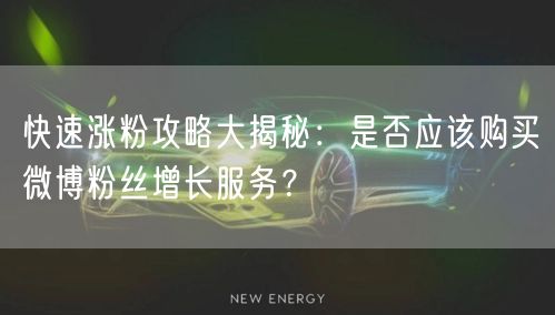 快速涨粉攻略大揭秘：是否应该购买微博粉丝增长服务？