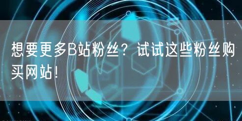 想要更多B站粉丝？试试这些粉丝购买网站！