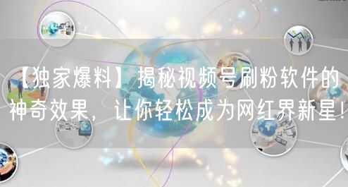 【独家爆料】揭秘视频号刷粉软件的神奇效果
