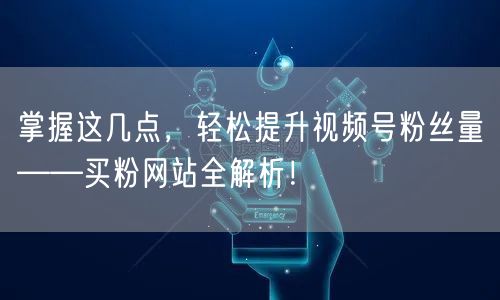掌握这几点，轻松提升视频号粉丝量——买粉网站全解析！