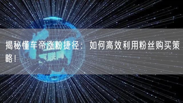揭秘懂车帝涨粉捷径：如何高效利用粉丝购买