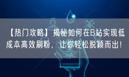 【热门攻略】揭秘如何在B站实现低成本高效