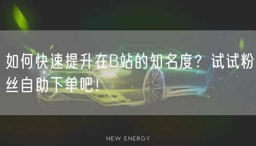 如何快速提升在B站的知名度？试试粉丝自助